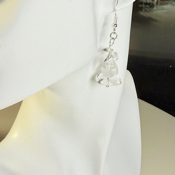 Clear Quartz Chip Dangle Earrings - Picture 6 of 6